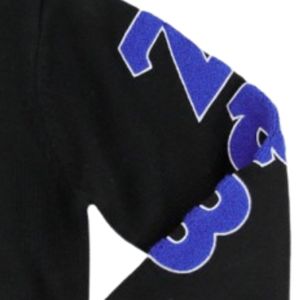 Pull col en V Zeta Phi Beta noir et bleu avec broderie chenille du blason, cardigan à manches longues, tricot d'hiver - Product Image 3