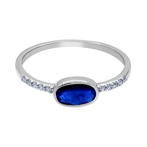Magnifique bague de fiançailles certifiée IGI pour femmes, saphir bleu naturel, véritable diamant d'appoint, argent massif 925, style bohème - Product Image 1