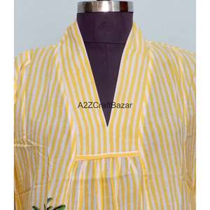 เดรสยาวผ้าฝ้ายพิมพ์ลายดอกไม้แบบแฮนด์บล็อก คอวี แขนยาว ผ้าไม่ถักทอ เป็นมิตรกับสิ่งแวดล้อม สไตล์โบฮีเมียน สำหรับใส่ในฤดูร้อน - Product Image 3