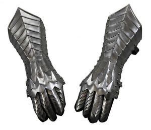 Gothic Steel Gauntlets <b>Silver</b> Plated Armor <b>Gloves</b> Modern Antique Style Embossed Metal Soft Enamel Craft Art Collectible Calvin - Product Image 4