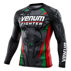 Rashguard de MMA con Logotipo Personalizado, Diseño Propio, Sublimado, Manga Larga, Transpirable, Antibacterial, de Secado Rápido, Venum Fighter - Product Image 1