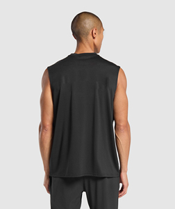 Solid Color Fitness Men Singlet Tank Tops Men's Sleeveless Gym <b>Vest</b> OEM Logo Custom Plain Polyester/Cotton V-neck Breathable - Product Image 2