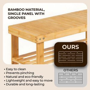 Étagère à chaussures en bambou sans couture à 3 niveaux, 70 cm de long, bois naturel, dimensions 70*28*45 cm - Product Image 5