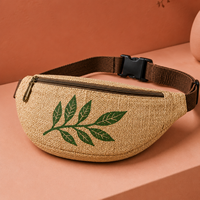 Sac banane unisexe HINDVANTA en jute écologique, sac de taille zippé en forme de baril, pochette de ceinture multi-capacités, bandoulière durable