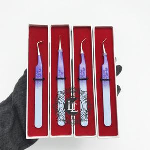 Pince à cils professionnelle Ombre Silver Point Outil d'extension en acier inoxydable de haute qualité avec revêtement en poudre - Product Image 1