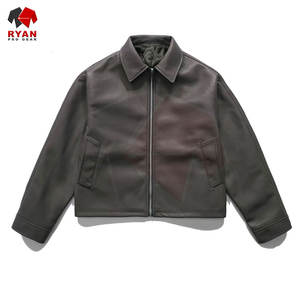 Chaqueta de Cuero para Hombre, Invierno, Cuero Genuino, Color Sólido, Estilo Único, Suministro de Fábrica OEM ODM - Product Image 5
