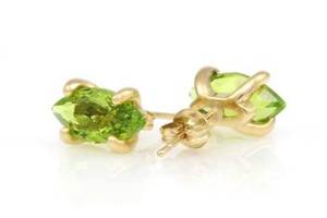 Vintage Pure 925 Sterling Silver Eye Shape <b>Green</b> Stone 18K Gold Plated Natural Peridot Gemstone Birthstone Stud <b>Earrings</b> For Her - Product Image 5