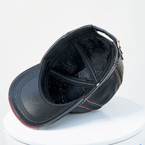 Brown PU Leather Baseball <b>Cap</b> 6-Panel Fitted <b>Vintage</b> Style Unisex Casual Washed Ripped Breathable & Waterproof Four Seasons Wear - Product Image 5