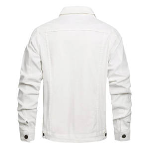 เสื้อแจ็คเก็ตเดนิมสีขาวพิเศษสำหรับผู้ชาย ผ้าฝ้าย 100% พร้อมปกเสื้อพับได้ ผ้าถักระบายอากาศ เสื้อเดนิมแบบสวมสำหรับผู้ชาย - Product Image 3