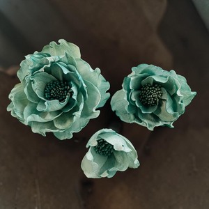 VADEE SOLA WOOD FLOWER Anémone Verte Premium Modèle 001 Artisanat Durable Fait Main 8-8.5cm Magnolia Étoilée - Product Image 3