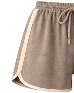 Taupe Beige Women Camisole And Shorts <b>Set</b> Summer Two Piece Outfit Cotton Blend Crop Top Embroidered Daisy Drawstring Shorts - Product Image 6