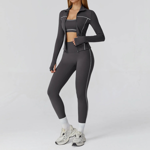 Plus Size Reversible Waterproof <b>3</b> Piece Yoga Set for Women Mid Waist Spandex Polyester Summer Activewear - Product Image 5