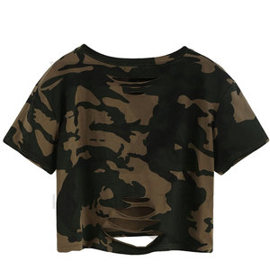 Tops Cortos de Camuflaje para Mujer, de Alta Moda, Fabricados en Fábrica, Ligeros, Transpirables, Estilo Casual, de Corte Corto - Product Image 2