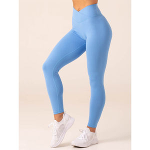 Nouveaux Leggings de Yoga Contourés Bleu Vif Uni pour Femme, Taille Haute à Cordon de Serrage, Longueur Intégrale, Légers, Tenue de Sport pour la Salle de Sport - Product Image 1