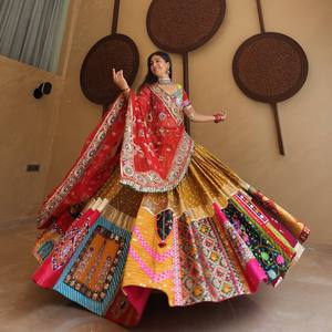 Vestido Étnico Tradicional Indio Pakistaní Lehenga Choli para Mujer, Bordado con Estampado Digital, para Bodas y Fiestas - Product Image 1