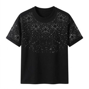 Proveedor al por Mayor de Camisetas de Hombre con Logotipo Personalizado, Estilo Rhinestone, Streetwear, Hombros Caídos, Tallas Grandes, Algodón de Alta Calidad - Product Image 1