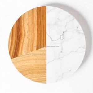 Dessous de verre en bois fait main de qualité supérieure avec incrustation de marbre Design rond élégant pour la cuisine classique de la maison et la décoration de table - Product Image 5