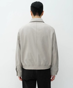 Blouson bomber en daim gris pour homme, col rabattu, fermeture éclair, style décontracté, coupe classique, couleur unie, pour l'automne - Product Image 2