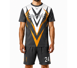 Uniformes de Fútbol Personalizados, Conjuntos de Camisetas Transpirables de Secado Rápido, Tela Spandex/Poliéster, Unisex para Adultos, Impresión Digital, 160g - Product Image 2