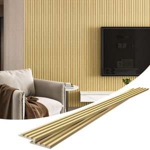 4 confezioni 94.5 pannelli in legno massello di rovere \ "X 5.7 \" per decorazione di interni da parete pannelli acustici in legno per TV sfondo vivente - Product Image 1