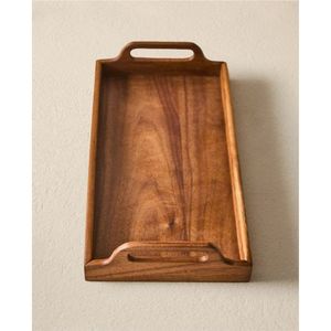 Modern Handmade Wooden <b>Breakfast</b> <b>Tray</b> Rustic Kitchen Food Serving Platter with Brass Finish Handles for Home Decor & Hotel <b>Trays</b> - Product Image 3