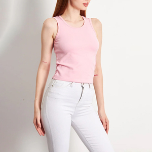 Hot Selling Custom Logo Front Women's Woven Tank <b>Top</b> Breathable Quick Dry High Quality Summer Casual 100% Cotton - Product Image 4
