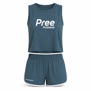 Ensemble décontracté pour femme de pickleball : débardeur sans manches et short, séchage rapide, col rond, tricoté, tenue de sport printemps-été - Product Image 5