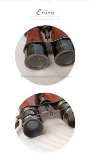 Binoculares de cuero y latón antiguo de 6 pulgadas para adultos y niños con bolsa de cuero Binoculares marinos de mano para observación de aves - Product Image 5