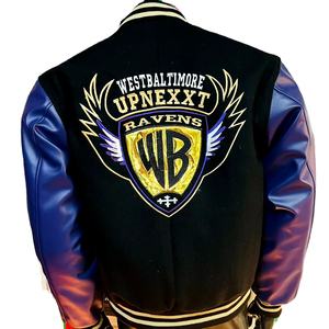 Veste d'hiver sur mesure en laine avec manches en cuir synthétique respirante Design grande taille vraie Photo bouffée impression mouton - Product Image 1