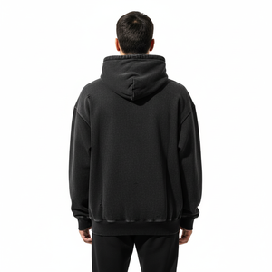 Sudadera con Capucha Oversize de Algodón 100% con Logo Bordado, Estilo Boxy Desgastado, Lavado Ácido, Bajo sin Rematar, Vintage Hip-Hop Streetwear para Hombre, Personalizada OEM - Product Image 4