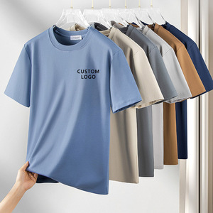 T-shirt en coton à manches courtes pour homme avec logo personnalisé, col rond, coupe classique, couleur unie, jersey décontracté, respirant, imprimé sur le devant - Product Image 1