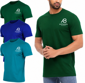 T-shirt décontracté à manches courtes 100 % coton brodé uni pour homme de la marque AMY, coupe classique, personnalisable avec logo, vente en gros - Product Image 1