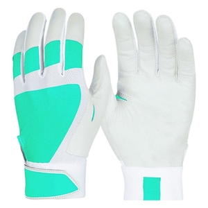 <b>White</b> Red Baseball Batting Gloves Full Finger Leather Breathable Hook And Loop Closure For Adults Right Handed - Product Image 6