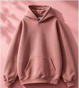 เสื้อฮู้ดผู้ชายทรงโอเวอร์ไซส์ สีพื้น ผ้าฝ้ายฟลีซ สวมใส่สบายๆ สำหรับฤดูใบไม้ร่วง ทรงปกติ มีกระเป๋า - Product Image 4