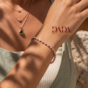 Elegante Pulsera de Diamantes Cultivados en Laboratorio con Corte Pera para Mujer, Diseño Clásico Halo, Joyería Fina, Delicado Diamante en Oro de 14K y Rodio - Product Image 2