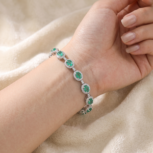 Designer Natural Emerald Cubic Zircon Tennis <b>Bracelet</b> IGI Certified Gift 925 Sterling <b>Silver</b> Handmade Memoria Jewels Jewelry - Product Image 6