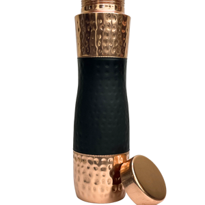 Bouteille d'eau OTSAK Premium écologique, moderne et luxueuse, avec couvercle en cuivre martelé noir, pour le bureau, l'extérieur et la maison, 34 oz (1000 ml) - Product Image 1