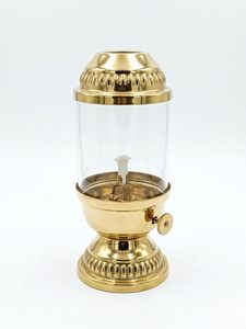Lampe à huile de luxe en laiton et verre avec mèche en coton réglable, lanterne vintage au kérosène, lampe de table décorative, lampe hurricane faite à la main - Product Image 1