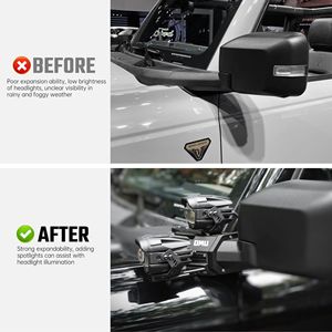 Sistema di Illuminazione OMU Serie Genesis 2021+ per Ford Bronco, Supporto in Alluminio per Montaggio su Montante A, Illuminazione Fuoristrada - Product Image 5