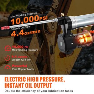 Pistola ingrassatrice elettrica a batteria 20V, kit con tubo lungo 39 pollici, 10.000 PSI, professionale ad alta pressione, senza fili - Product Image 2