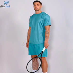 Conjunto Deportivo de Camiseta y Pantalones Cortos para Hombre, Absorbente de Humedad, Uniforme Deportivo de Verano, OEM, Traje de Tenis de Dos Piezas con Logotipo Personalizado - Product Image 1