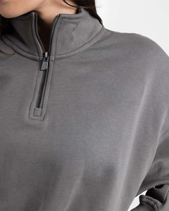 Premium Design Low Price Wholesale Custom Logo Women's <b>Stand</b> Collar Sweatshirts Quarter Zip <b>Drop</b> Shoulder Oversized Comfortable - Product Image 5