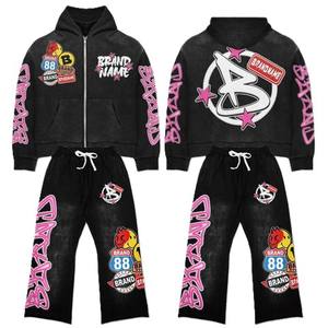 Conjunto Deportivo Urbano para Niños, Sudadera con Capucha y Pantalones con Lavado Ácido, Diseño Personalizado OEM, 2 Piezas, 100% Algodón, Venta al Por Mayor - Product Image 5