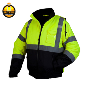 Veste de travail de sécurité pour hommes, haute visibilité, réfléchissante, imperméable, en polyester et coton, avec logo personnalisable, pour la construction - Product Image 1