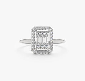 Anillo de compromiso y aniversario para mujer, popular, vintage, con diamantes cultivados en laboratorio, corte brillante, chapado en oro, certificado por IGI - Product Image 2