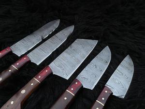 Juego de Cuchillos de Chef Profesionales de Acero de Damasco Hechos a Mano, 5 Piezas, Cuchillos de Cocina Ecológicos con Mango Personalizable - Product Image 2