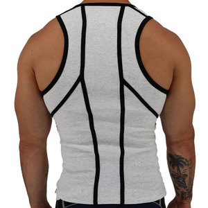 เสื้อกล้ามออกกำลังกายคอกลมปรับแต่งได้ ผ้ายืดอีลาสเทนคุณภาพสูง ผลิตโดยผู้ผลิต OEM สีพื้น แห้งเร็ว - Product Image 3