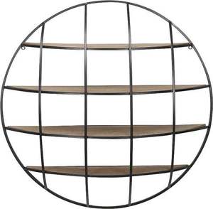 Industrial Round Wall Shelf 4-Tier Metal Iron Frame Wooden Shelves for Living Room Storage Display wall shelf - Product Image 1
