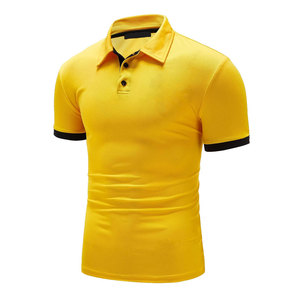 Polo de Manga Corta para Hombre con Logotipo Personalizado, Color Amarillo Sólido, Algodón Piqué, Corte Regular Informal, Diseño Transpirable de Punto - Product Image 2