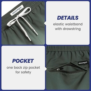Shorts de bain pour hommes de haute qualité, durables, avec cordon élastique, séchage rapide, coupe classique, poche latérale, couleur personnalisée - Product Image 3